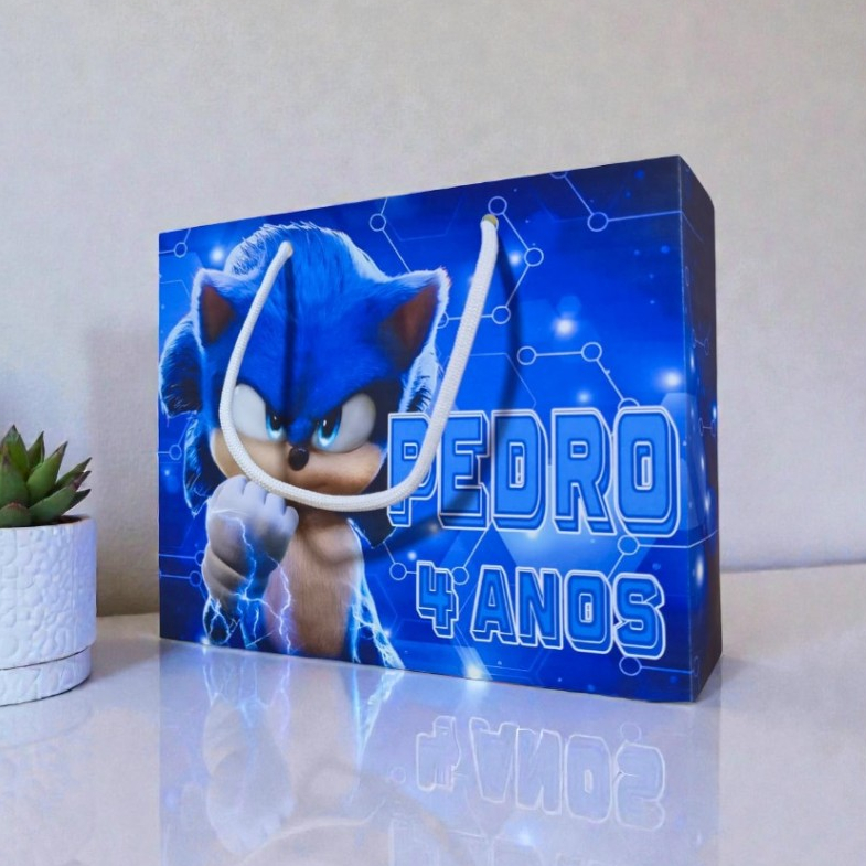 Sacolinha Sonic Personalizada - Sacolinhas para Lembrancinhas / Aniversário / Sonic / PEGUE E MONTE