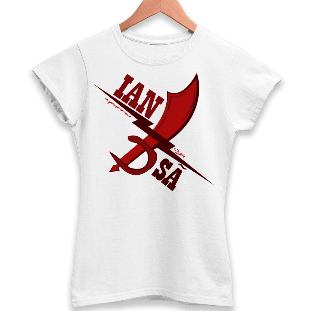 Axé Camisa Espada Iansã Feminina Baby Look - Branca - Manga Curta, 100% Poliéster