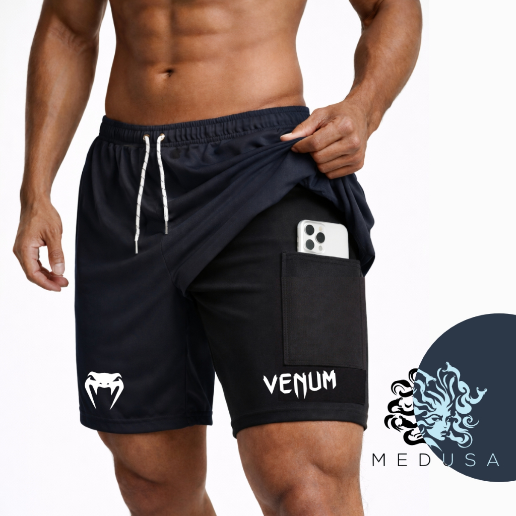 Bermuda De Compressão 2 Em 1 Dry Fit Com Elastano V.NM01 Cobrinha, Ideal Para Treinos, Academia em Oferta na Shopee