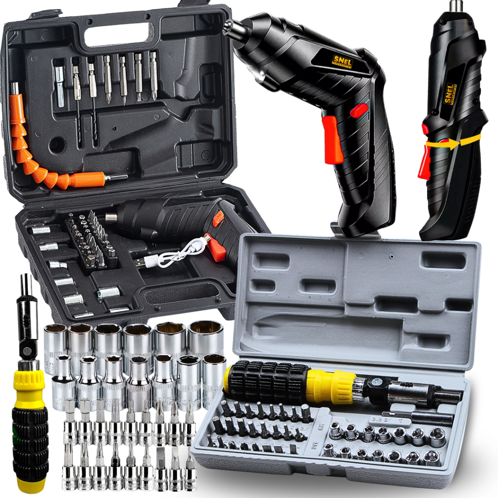 Parafusadeira Chave Fenda a Bateria Speed Pró Compacta C/Led Bits E Carregador + chave catraca Bits