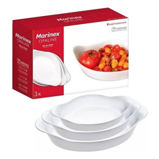 Jogo 3 Assadeiras Opaline Oval Marinex Opaline Nadir Forno Branco em Oferta na Shopee