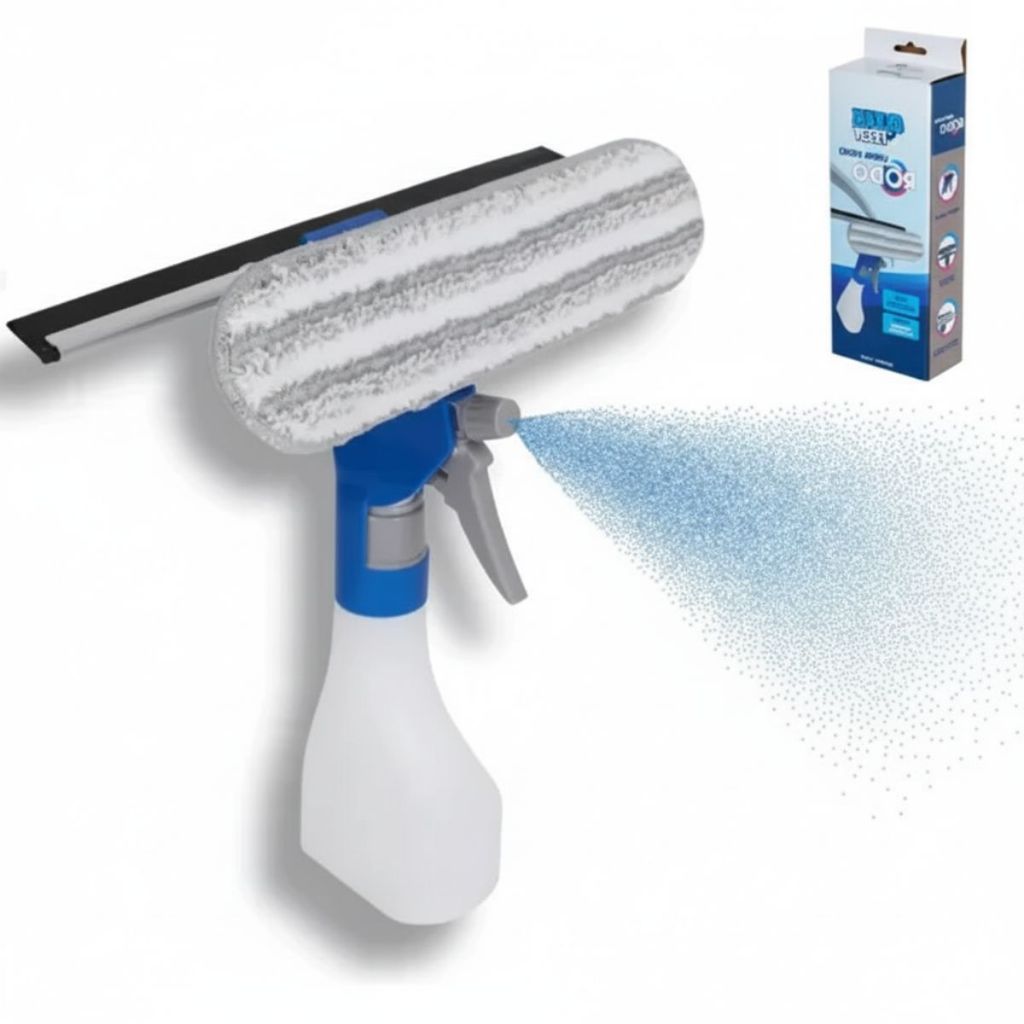 Rodo Limpa Vidros Spray 3 em 1 Mop Microfibra Borrifador Reservatório Profissional Janela Box Espelho Limpeza Prática