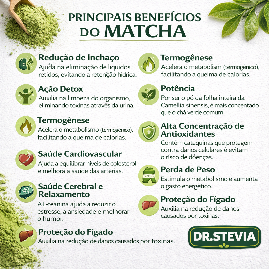 Chá Matcha Natural Quente Ou Gelado Limão