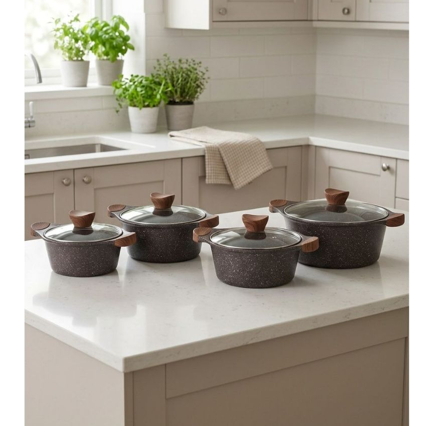 Imagem Jogo de panela Antiaderente de Cerâmica Fácil de limpar Cozimento rápido e uniforme Linha Premium
