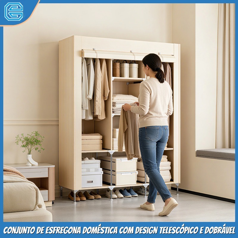 Guarda-roupa dobrável destacável Guarda-roupa Estante para guardar roupas Armário multifuncional Estante para roupas Arm