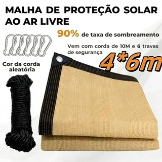 Tela de Sombreamento 90% 4x6m com 6 Ganchos e Cordão | Proteção para Garagem e Piscina em Oferta na Shopee
