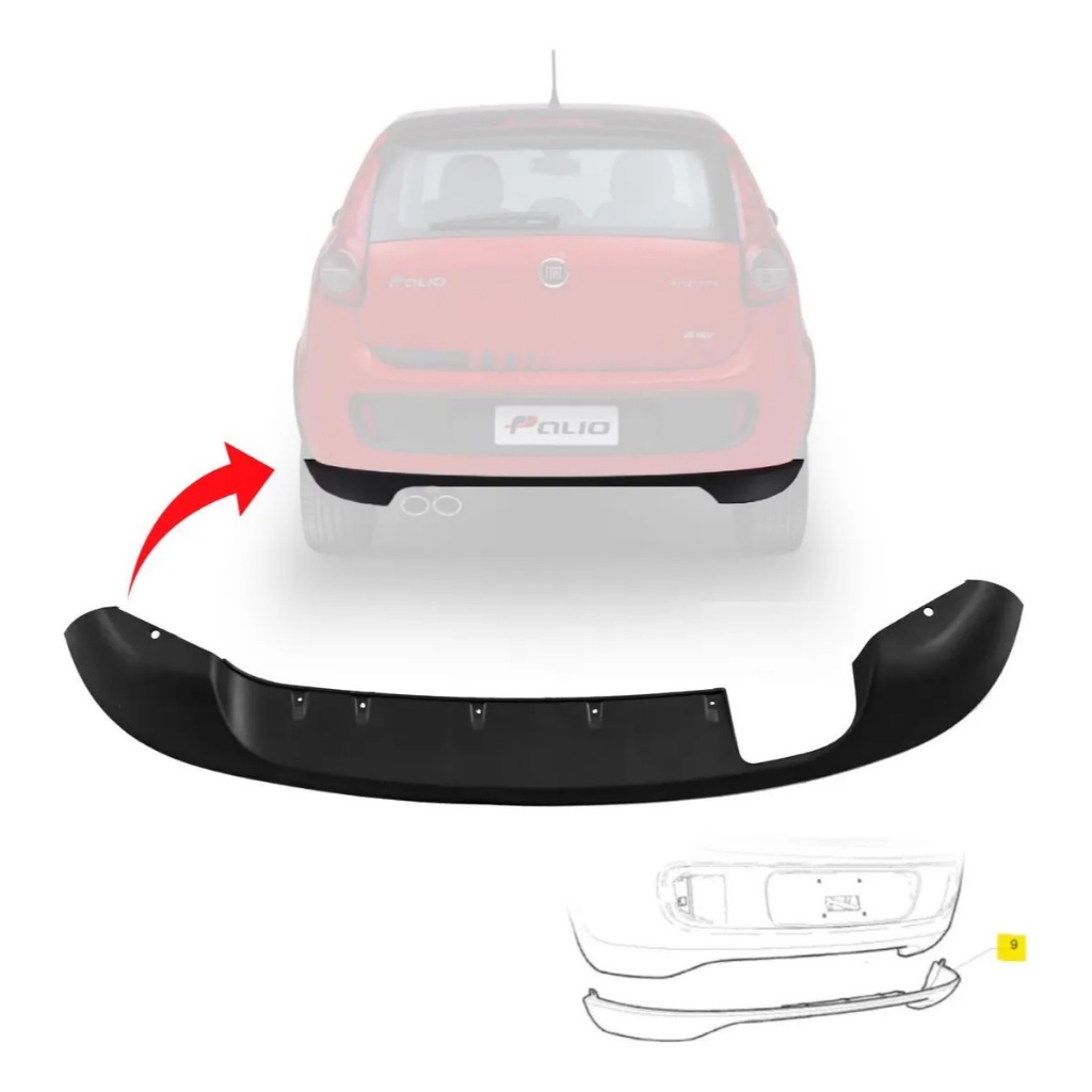 Spoiler Para-choque Traseiro Fiat Palio Sporting 735537517 Preto