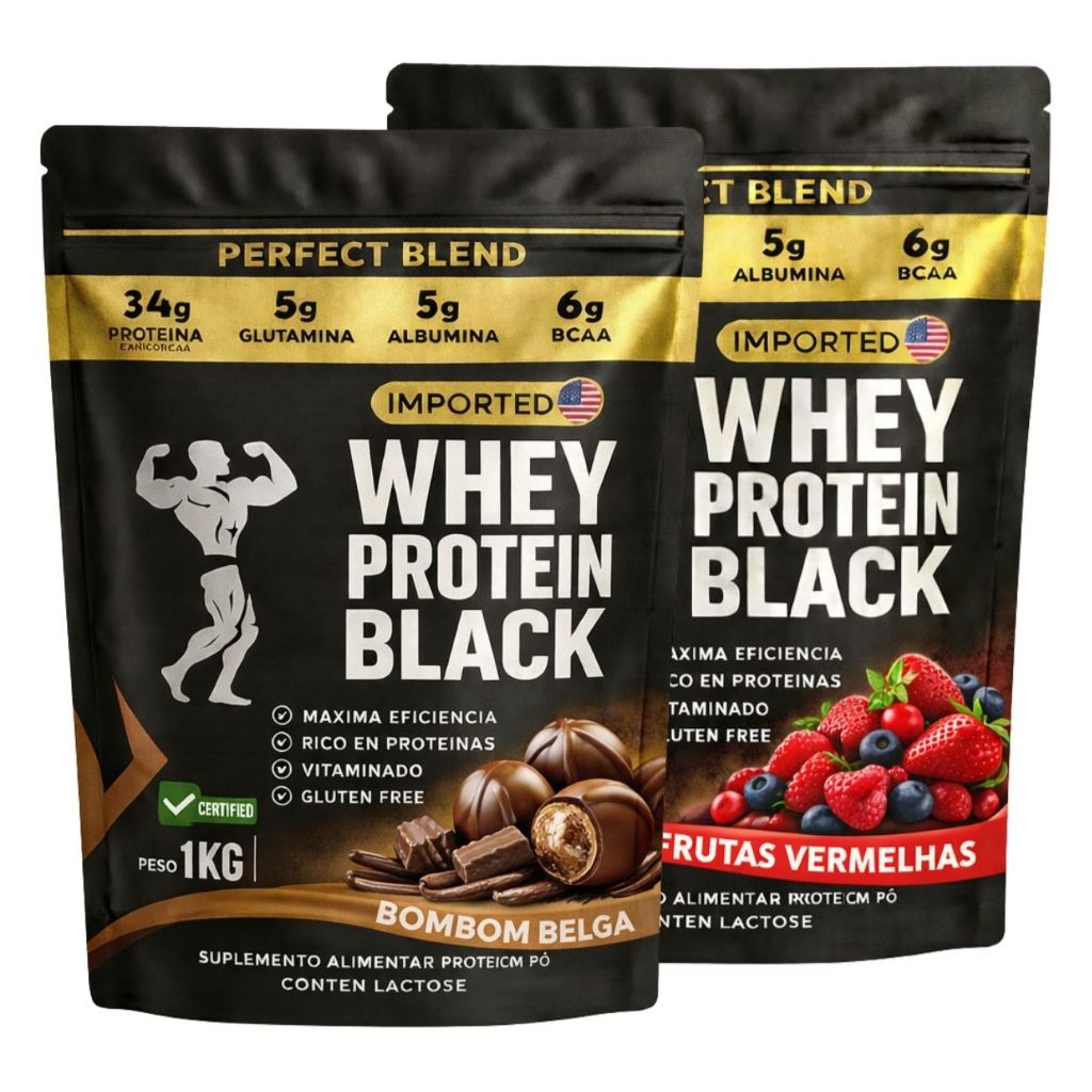 KIT 2x Whey Protein Isolado - Sachê de 1kg - Escolhe entre 2 sabores - Proteína para Ganho de Massa em Oferta na Shopee