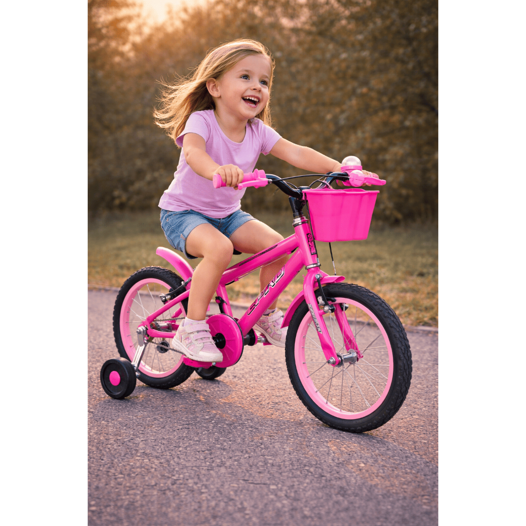 Bicicleta Infantil Aro 16 Feminina Rosa com Rodinhas | Ideal 4 a 7 Anos | Segura, Resistente e Confortável