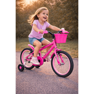 Bicicleta Infantil Aro 16 Feminina Rosa com Rodinhas | Ideal 4 a 7 Anos | Segura, Resistente e Confortável