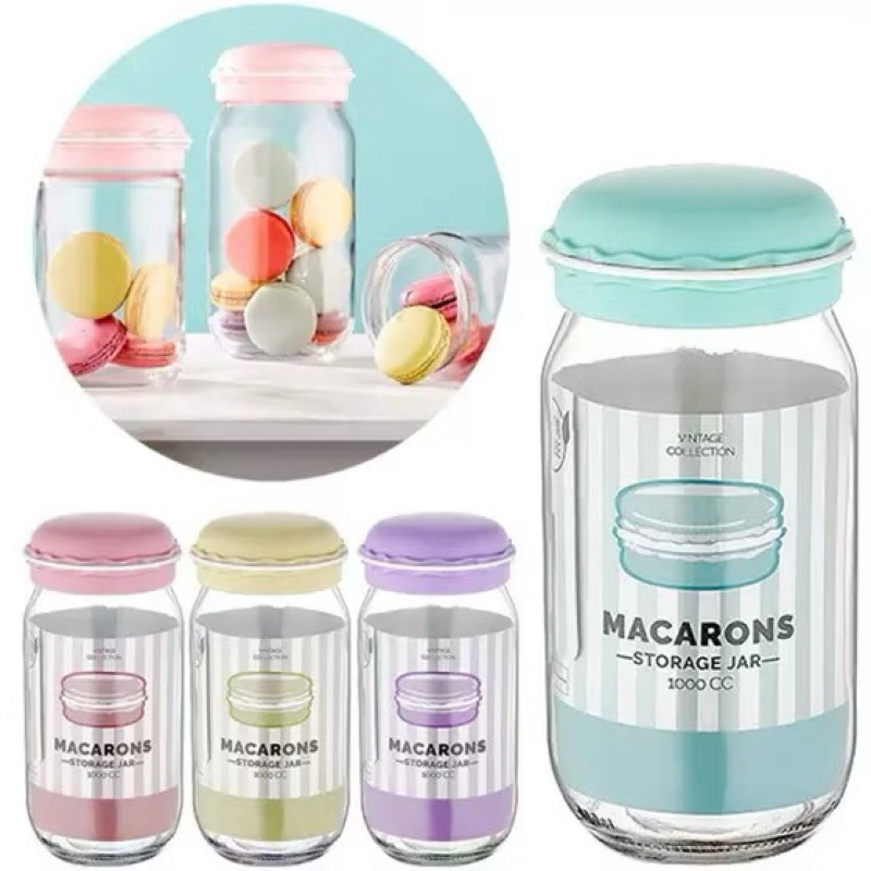 POTE DE VIDRO COM TAMPA BISCOITO 1 LITRO | TAM.: 20X10CM | MACARON | PORTA CONDIMENTOS, TEMPEROS, DOCES | CASA E DECORAÇ