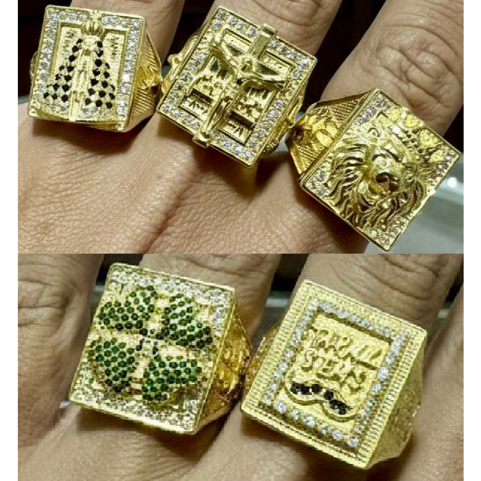 DEDEIRA ANEL AJUSTÁVEL TREVO CRUZ NOSSA SENHORA LEÃO JUDÁ TÁ RAUL CRAVEJADO MOEDA ANTIGA CIFRÃO 18K em Oferta na Shopee