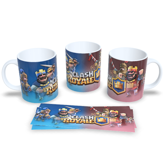 CANECA CLASH ROYALE CERAMICA BRANCA 325ml CLASH ROYALE REIS E CARTAS