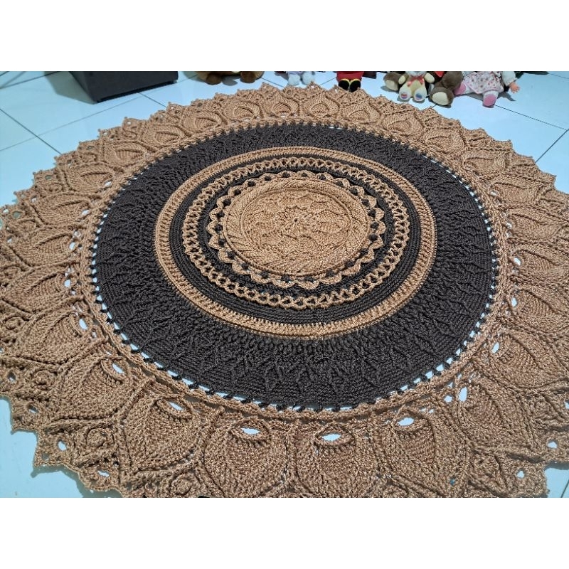 Tapete em croche Russo mandala flor de lotus em polipropileno leia a descrição