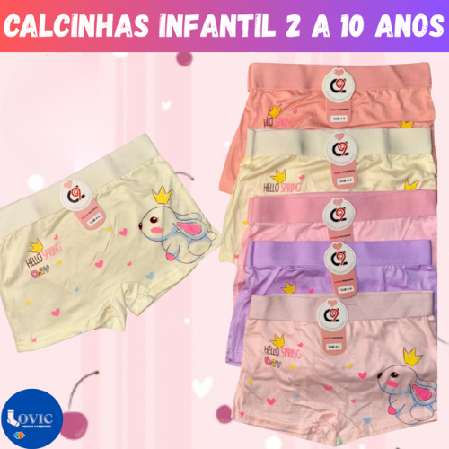 Kit Calcinhas Importada box Shortinho Infantil menina Estampada Kit 5 ou Kit 3 em Oferta na Shopee