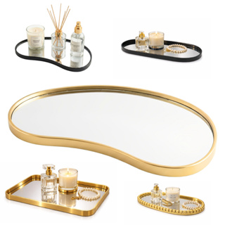 Bandeja Orgânica Decorativa Espelhada Dourada Multiuso Banheiro Lavabo Sala Preta Porta Maquiagem em Oferta na Shopee