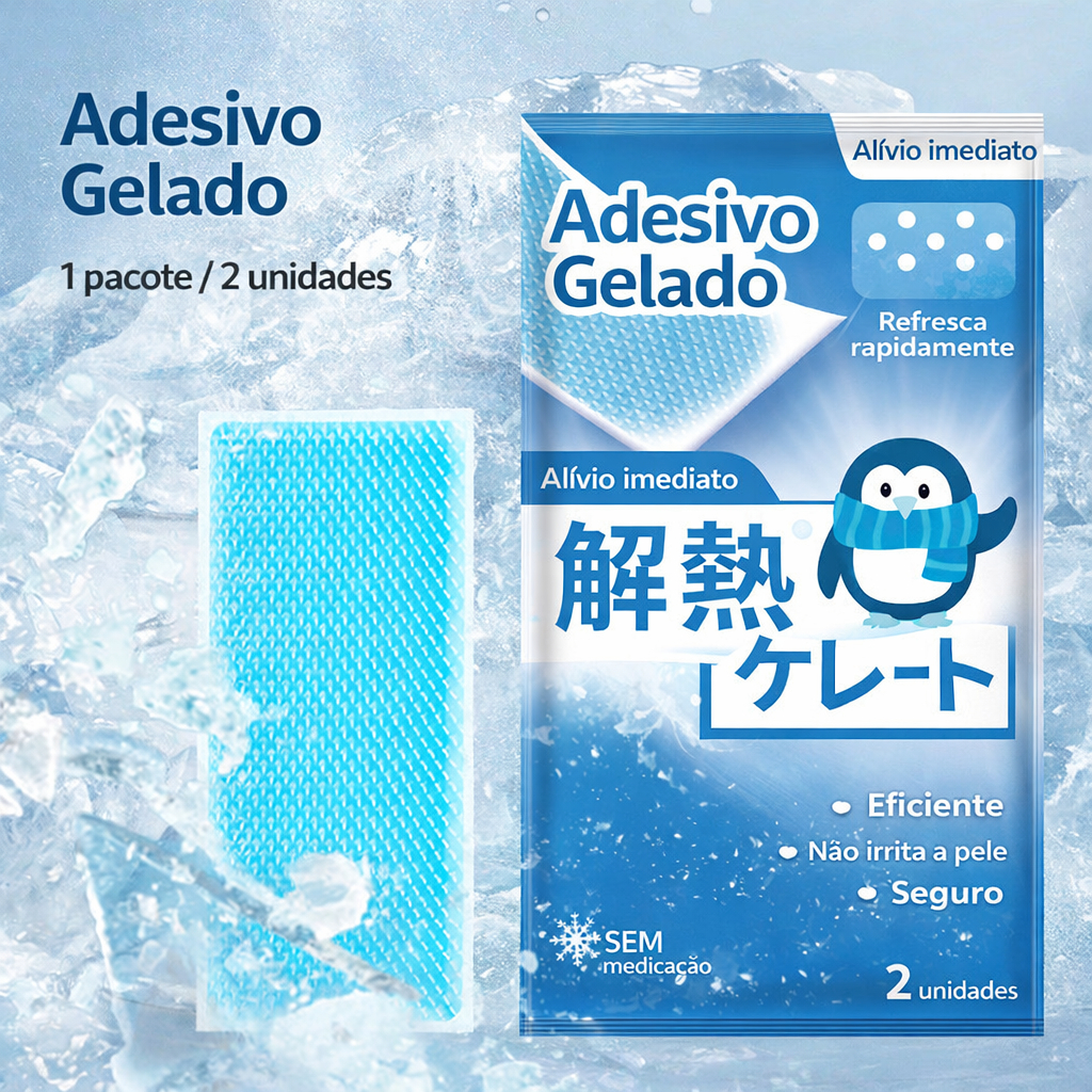 10 pares de Adesivo Gelado Refrescante com Hortelã Patch Redutor de Febre e Alívio do Calor