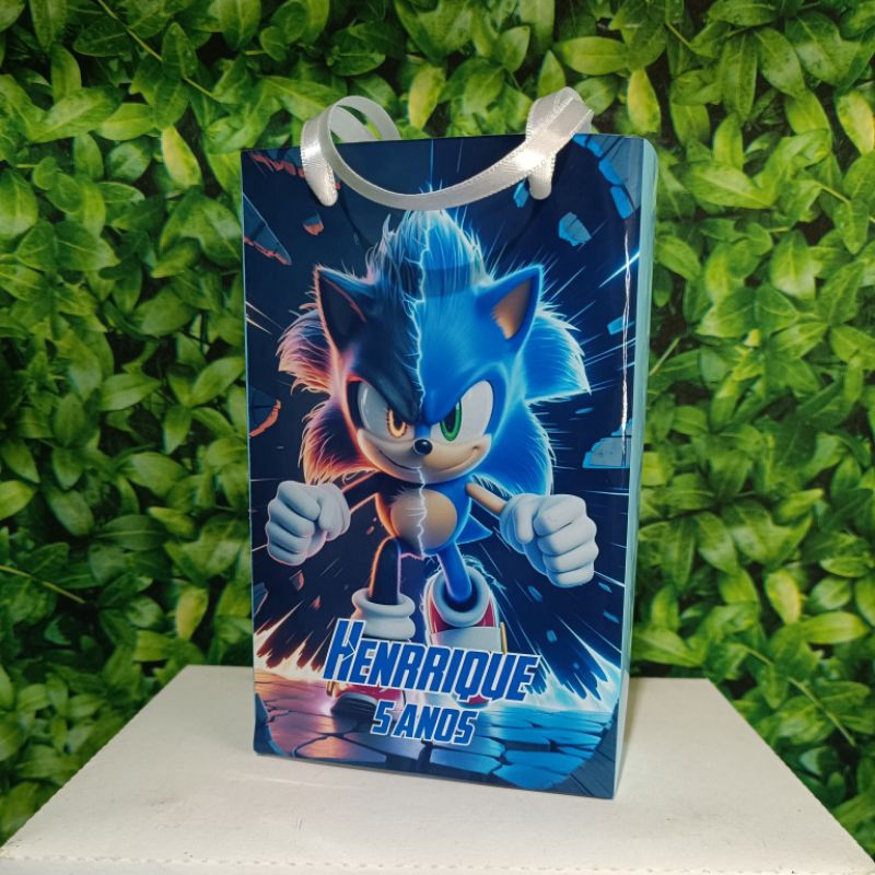 Lembrancinha Sacolinha personalizada tema SONIC para festa infantil aniversário