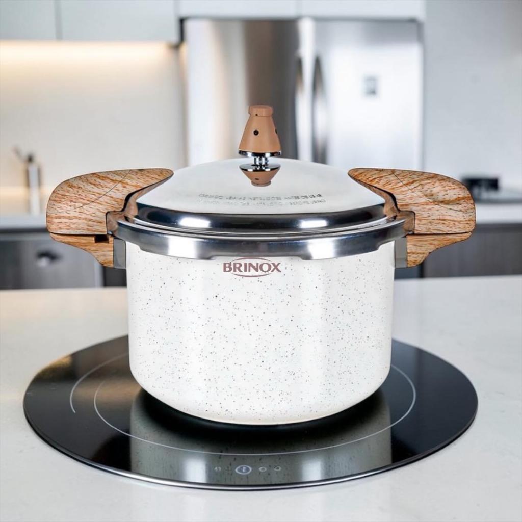 Panela de Pressão Indução Brinox Antiaderente Ceramic Life Pressure 5,4 Litros Vanilla