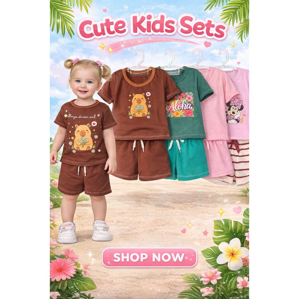 Conjunto Infantil Feminino Short Moletinho + Blusa Estampada Algodão Confortável Verão Menina