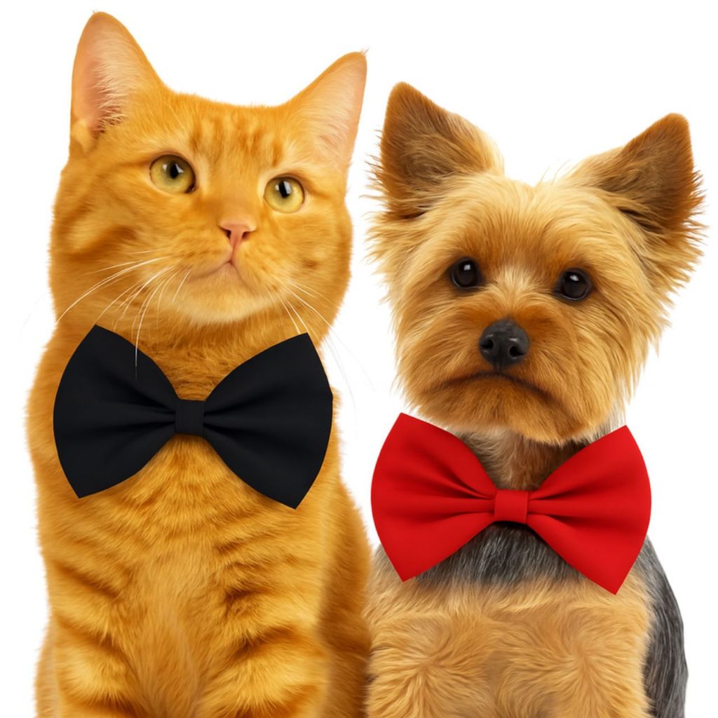 Gravata borboleta pet ajustável preta para cachorro e gato