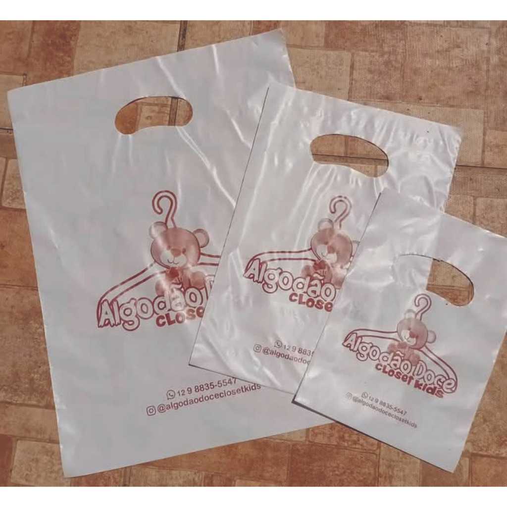Kit 50un 16x22 + 50un 20x30 + 50un 30x40 Sacola Plástica Personalizada | Criamos sua arte Grátis em Oferta na Shopee