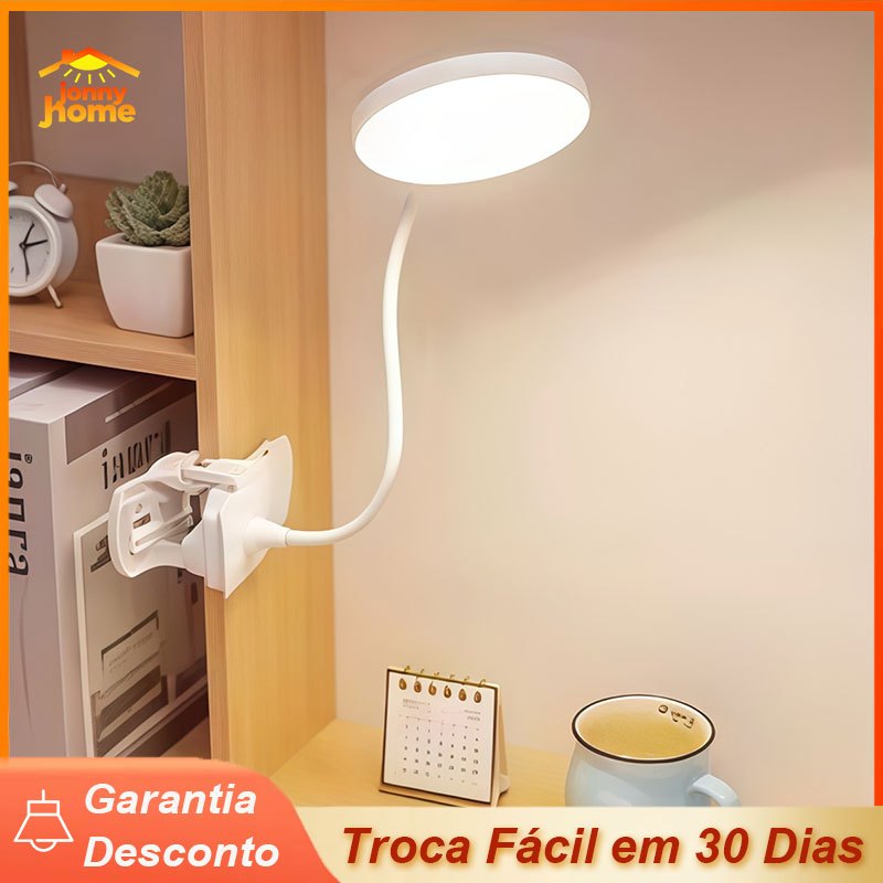 3 cores Luminária de Mesa Clipe Recarregável 360° Rotação Led Branco Luz Noturna Proteção dos Olhos