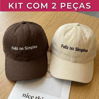 Kit 2 Boné Unissex Feliz No Simples Básico Elegante Ajustável Bordado Aba Curva em Oferta na Shopee