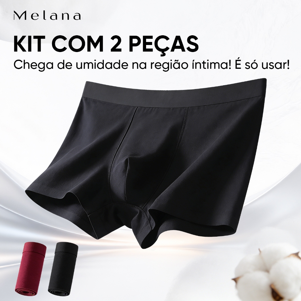 Melana Kit 2 Cuecas Boxer Masculino Adulto Cueca Masculina Algodão Cuecas Boxer Alto Padrão Premium Tecido Furadinho