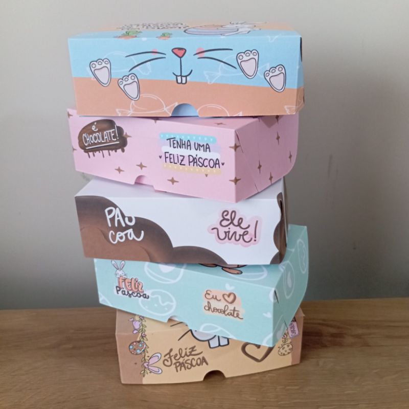 Kit 10|20|30 Caixa para 6 Doces Páscoa | Caixa para Brigadeiro, Trufa, Bombom ou Fatia de Bolo | Caixa Presente Páscoa em Oferta na Shopee