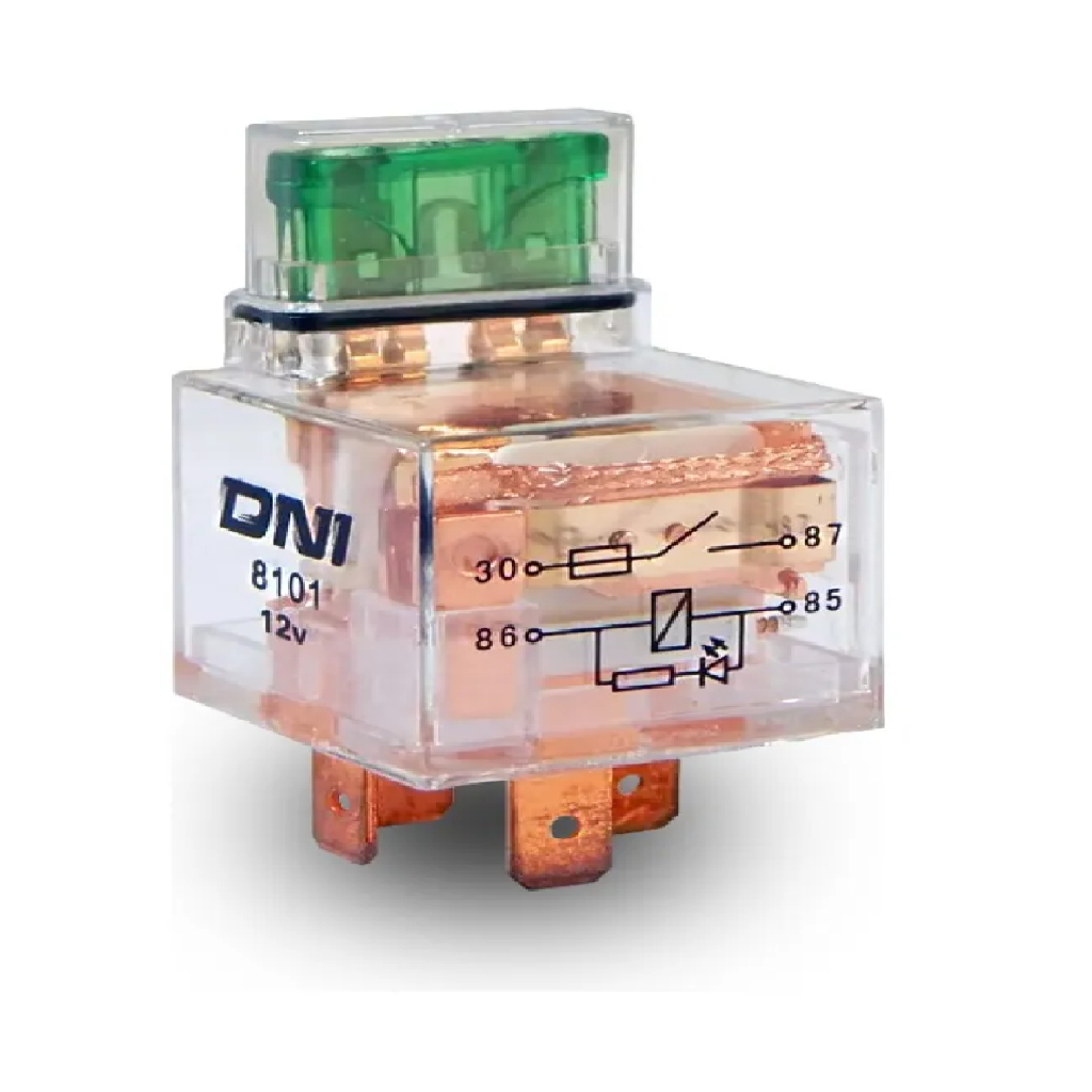 Kit de Rele Auxiliar Transparente Com Led 40a 12v