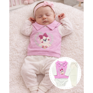 Pagã feminina RN 3 pçs pagan bordada feminina recém nascido em Oferta na Shopee