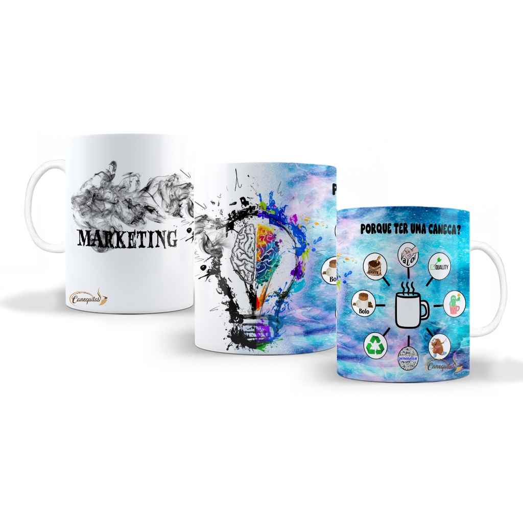 Caneca Marketing criativa ideias lâmpada profissão curso xicara Com Nome