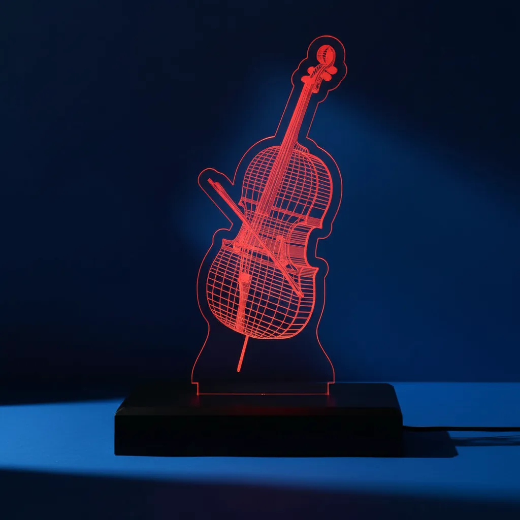 Luminária Led 3d | Violoncelo Música | Abajur Presente Criativo Decoração