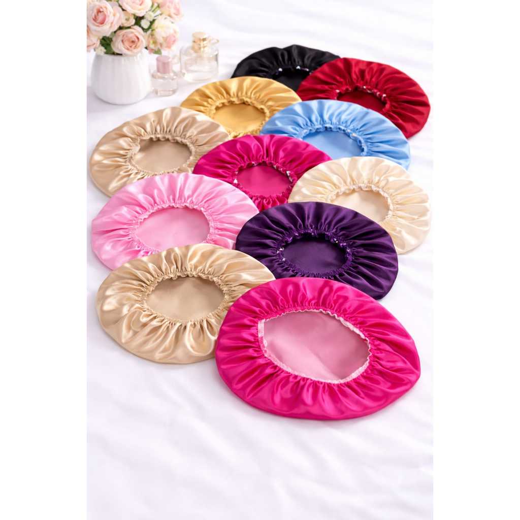 Touca De Cetim Ajustável Toca Anti Frizz Toque De Seda Toca Para Dormir Cabelo Alinhado Banho