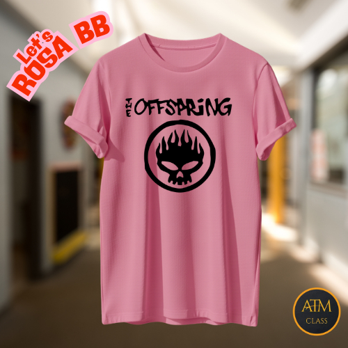 Camiseta 100% Algodão Rosa Bebe The Offspring Banda de Rock Blusa Unissex e Babylook Envio Imediato