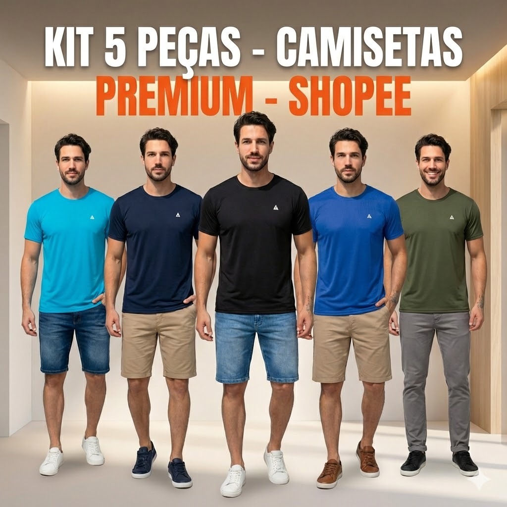 KIT 5 Camisetas Dry Fit Masculina Poliamida c/ elastano confortável Envio Rápido Várias Cores