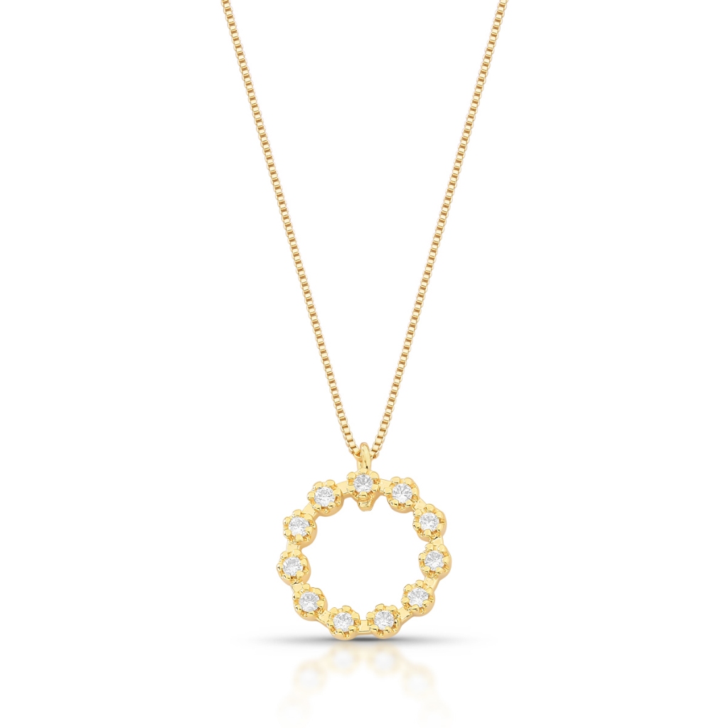 Gargantilha Aro Floral Com Zircônias Folheado A Ouro 18k | Colar Rígido Luxo Semi Joia Moderna