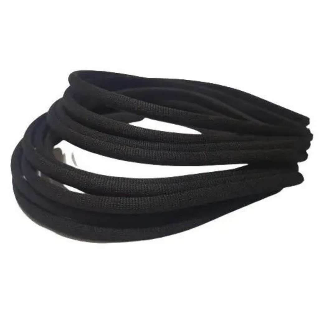 Kit 6 Tiara Arco Arquinho Forrar/Encapar/Costumizar Simples Preta Lisa - 10mm / 1cm