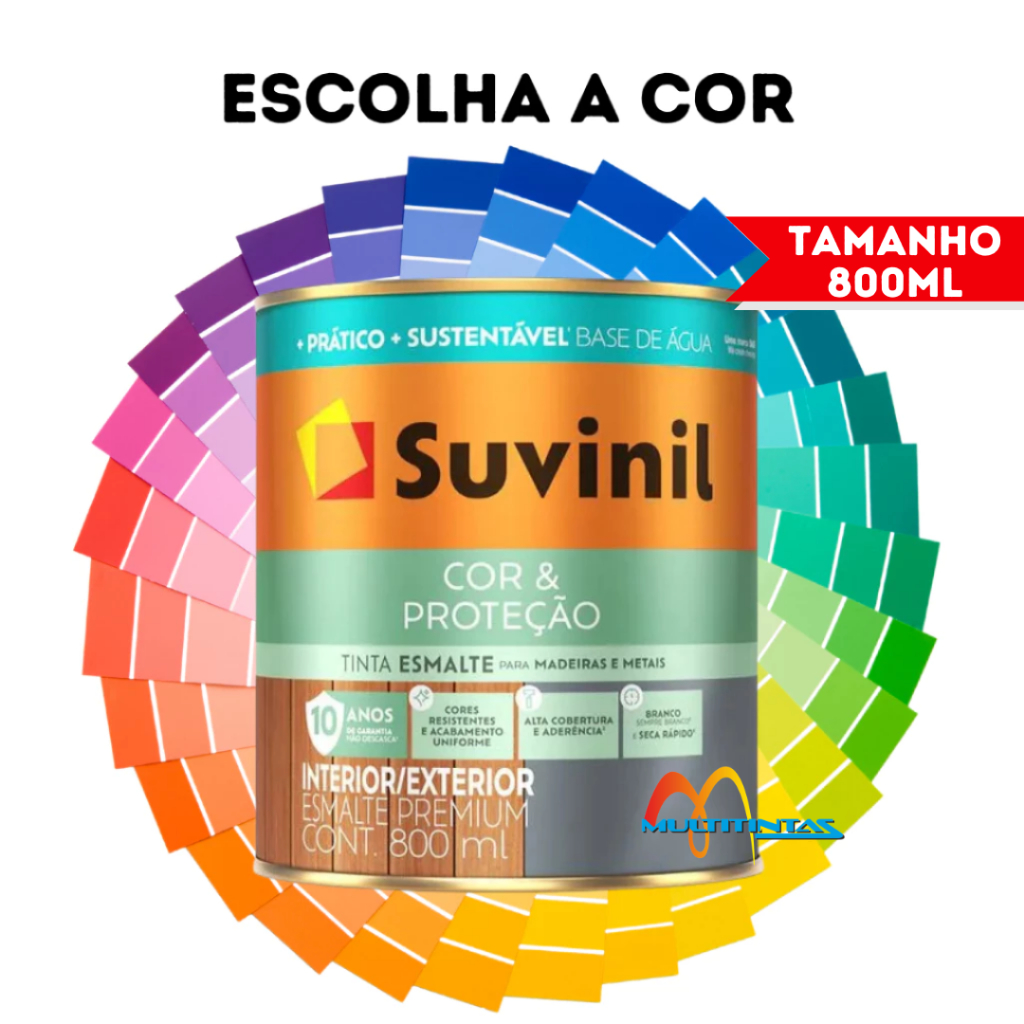 Tinta Esmalte 800ml Madeira e Metal Berço Brilhante Base Água Cor & Proteção Suvinil Escolha A Cor