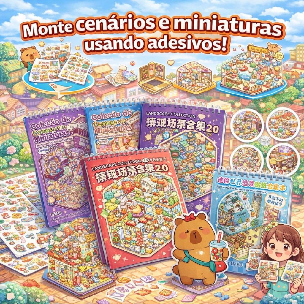 Caderno Adesivo 3D 6/8/10/20 Cenarios Criativo Scrapbook Diy Com Pinça Montar Comodos em Oferta na Shopee