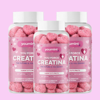 Kit 3 Creatina Gummy YouMint Tutti Frutti 180 Gomas Suplemento Performance e Recuperação Muscular