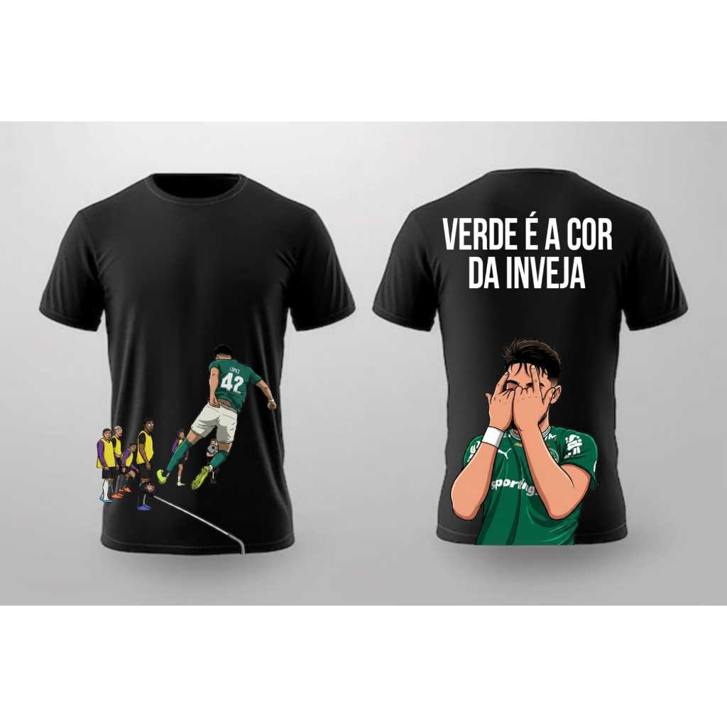 Camiseta Palmeiras Futebool Time Geek Frase "Verde é a cor da inveja"
