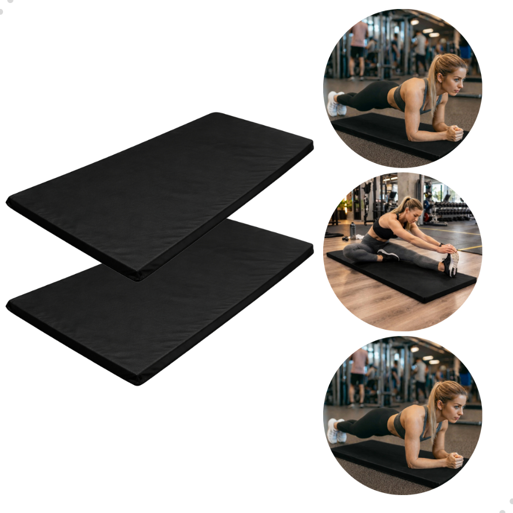 Imagem Kit 2 Colchonete Espuma Fitness Impermeável Treino Academia Funcional Yoga Meditação 90x45 Preto