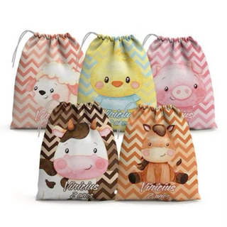 kit 12 saquinhos surpresa personalizados qualquer tema com cordão incluso em Oferta na Shopee