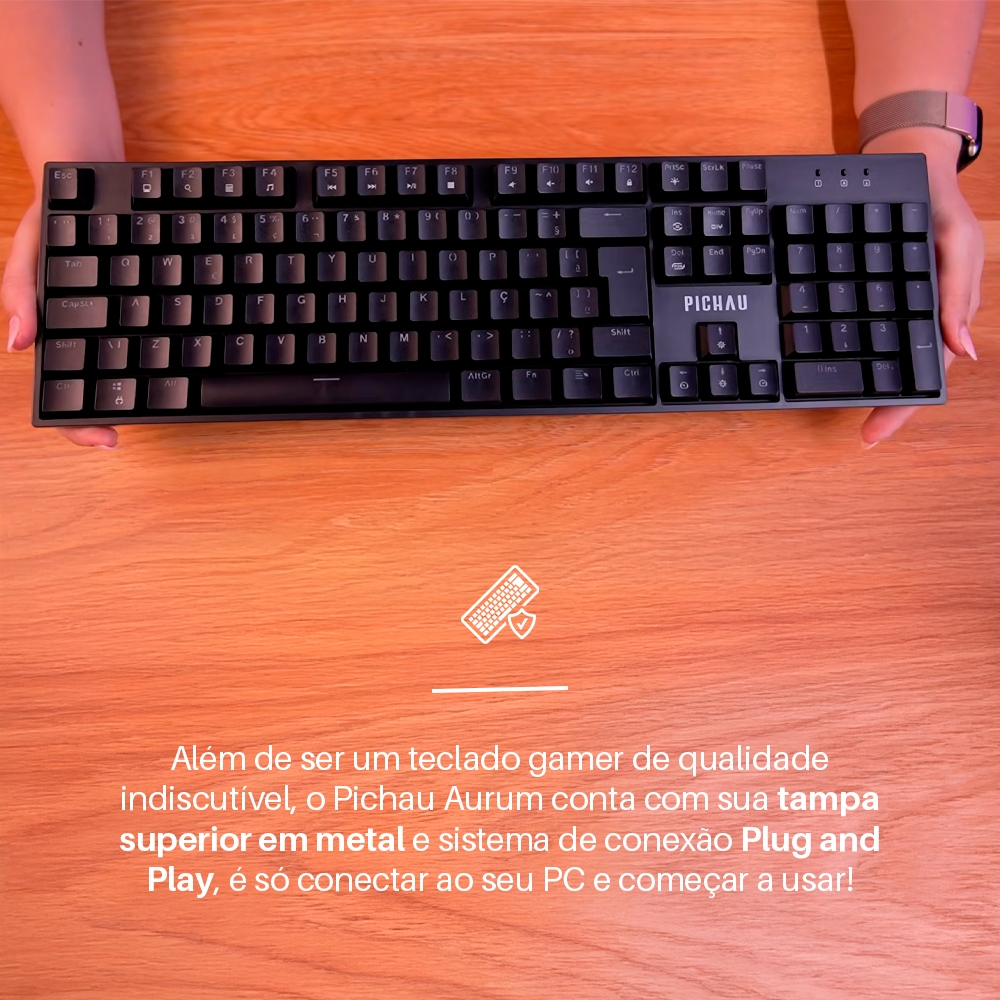Teclado Mecanico Pichau Aurum V100, RGB, PTB, Switch Huano Vermelho, Preto, PG-ARM-RGB01 · foto 2