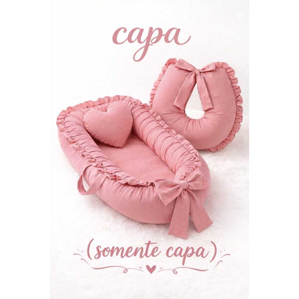 Capas Ninho Redutor de Berço E Almofada De Amamentação Laço E Zíper