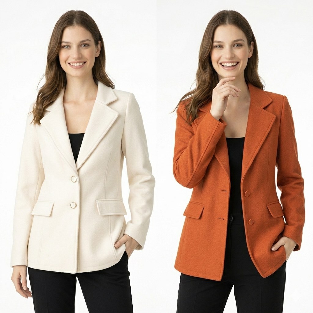 Casaco Blazer Feminino Lã Batida Inverno Social Elegante - botões funcionais em Oferta na Shopee