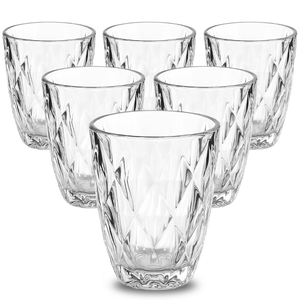 Jogo de Copos 6 Unidades Diamond 300ml Vidro Grosso Luxo em Oferta na Shopee