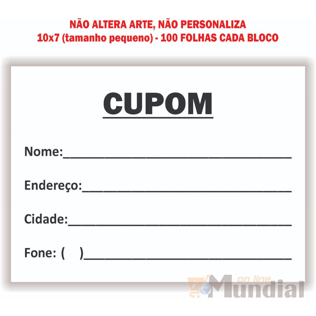 5 Blocos Cupom Sorteio 100 folhas tam.10x7 sem personalização Papelaria Anotações em Oferta na Shopee